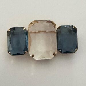 Elegant Blue and Clear Crystal Trio Brooch - Women's Jewelry. Vintage Avon